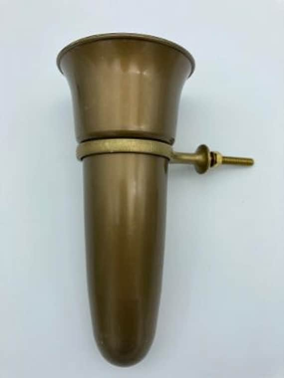 Crypt / Mausoleum  Flower GOLD Vase - 7.75 IN  Burnished Old Gold Standard Bolt / Ring Support -