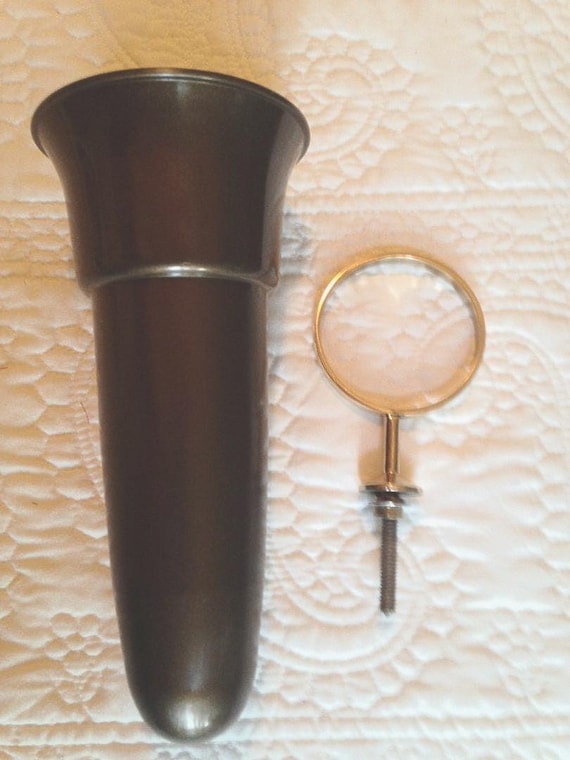 Crypt / Mausoleum  Flower Bown Vase - 7.75 IN Standard Brite BRONZE Metal Ring Support -