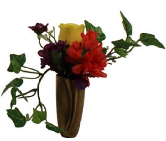 Artificial Flower for Niche Crypt Arrangement (No Vase) of Rose Delphinium Bell Ivy -