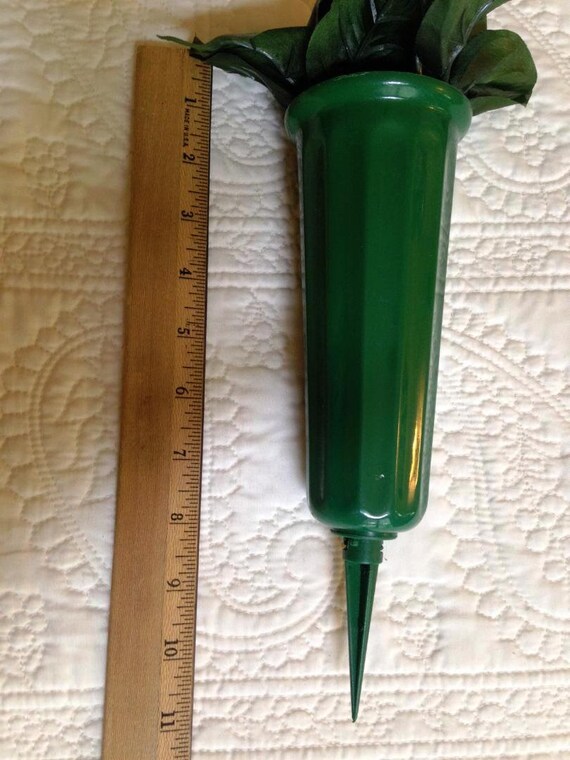 Vase Of Perma Plastic For Cemetery With Spike Leafy Foliage Etsy