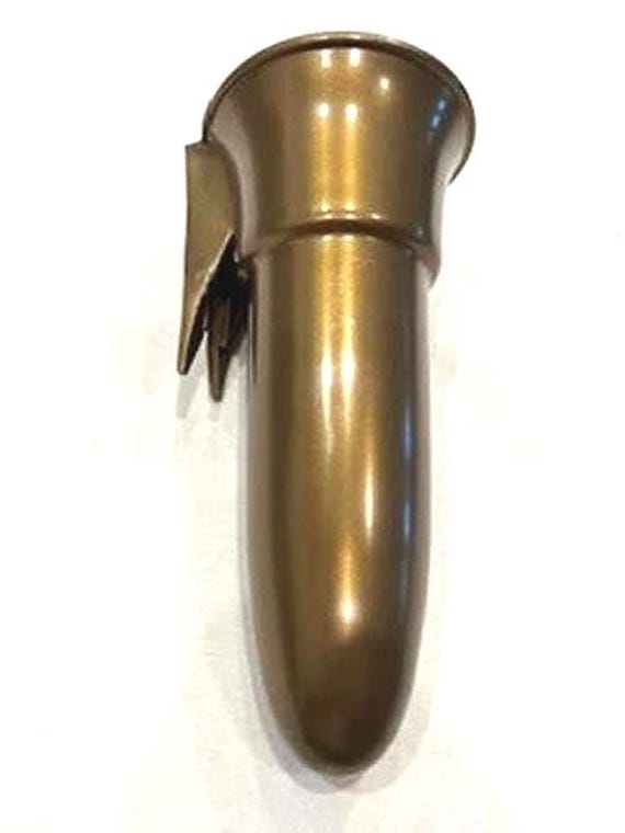 Crypt / Mausoleum Flower GOLD "V" Vase - 7.75 IN for use with Bolt / Button OR Disc Button Support -