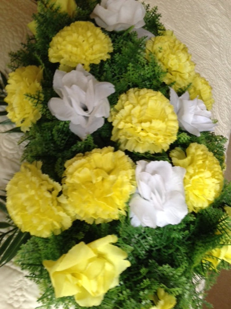 SILK FLOWER SPRAY in Deluxe Yellow Easel Mount for Gravesite Etsy