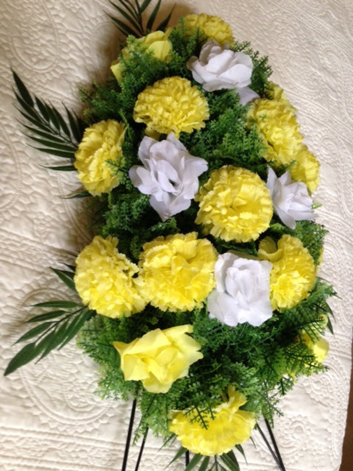 SILK FLOWER SPRAY in Deluxe Yellow Easel Mount for Gravesite Etsy