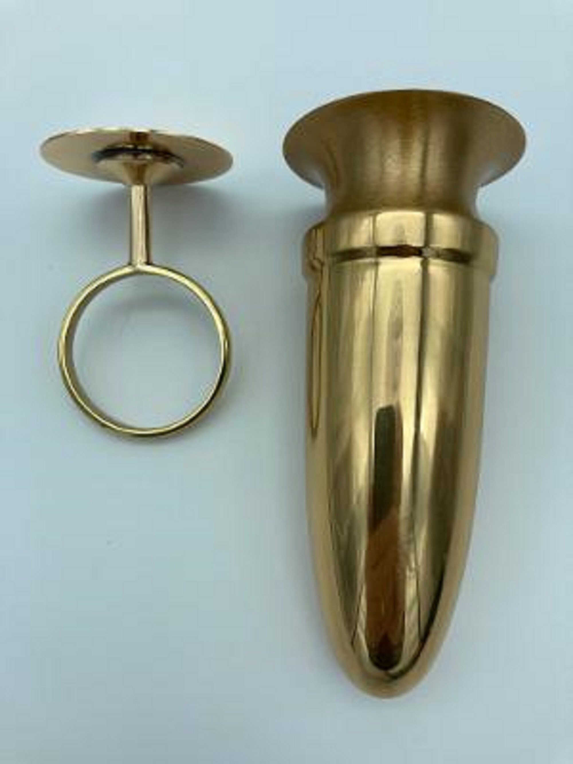 Crypt Mausoleum Niche Bronze Metal Vase 5 IN with 2 IN Disc Base for