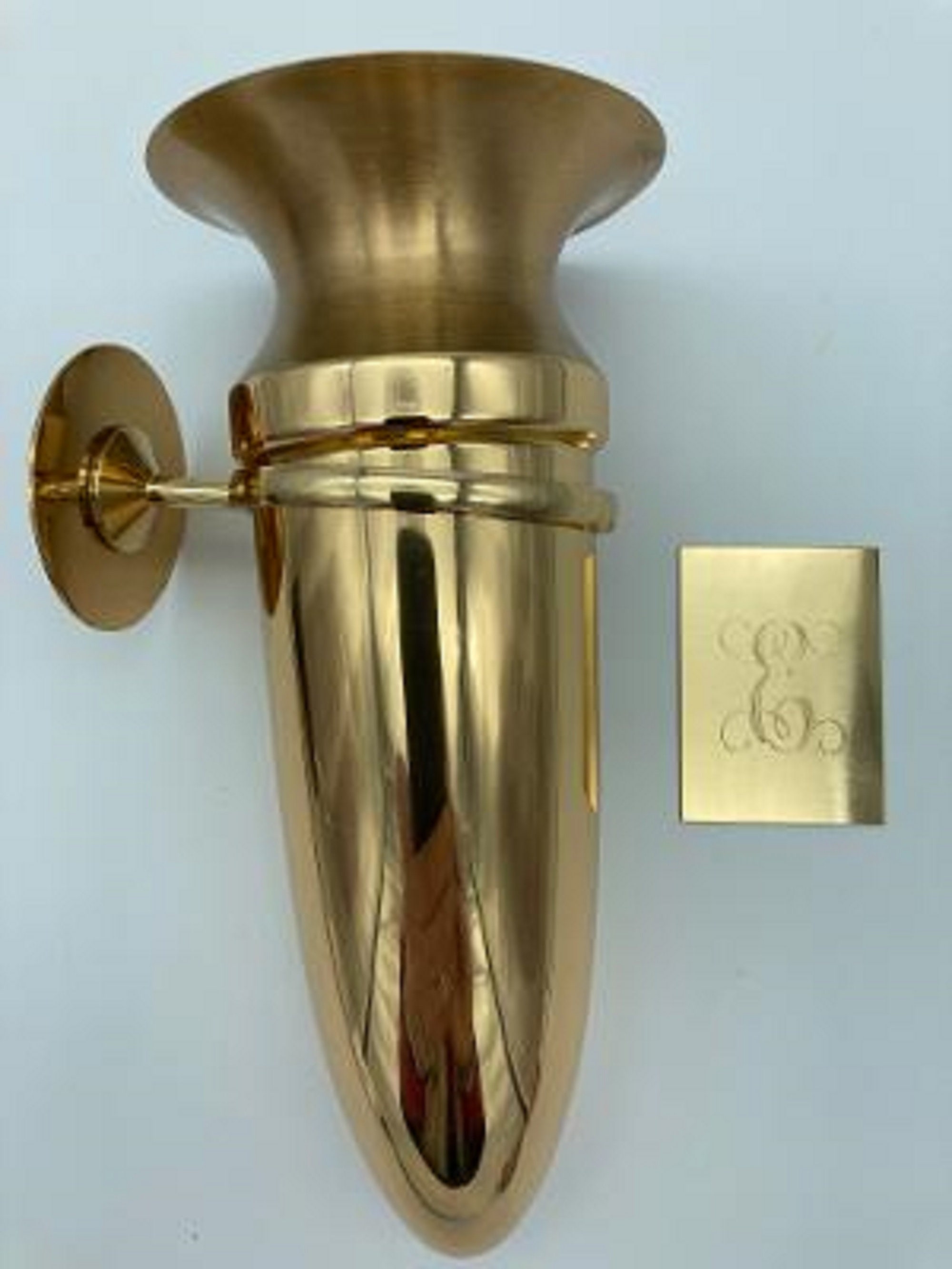 CUSTOM ENGRAVED Crypt Mausoleum Niche Vase Bronze Metal 7 Inch Add