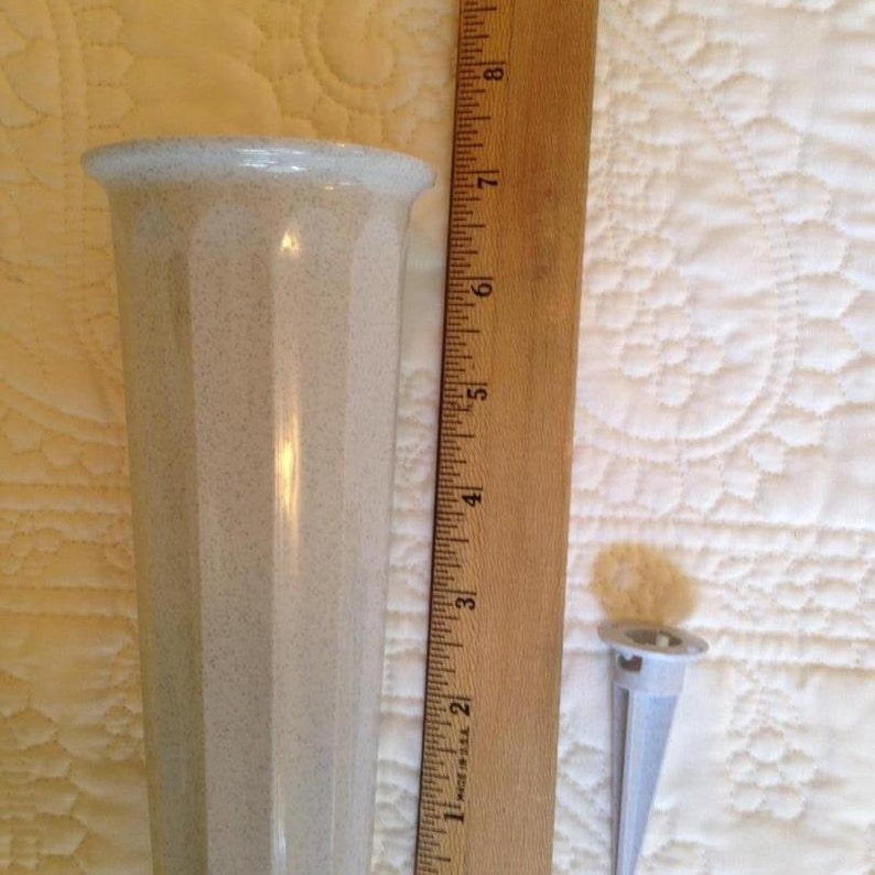 DIY Cemetery Vase for Flowers, Fluted Granite White W/ Removable Spike