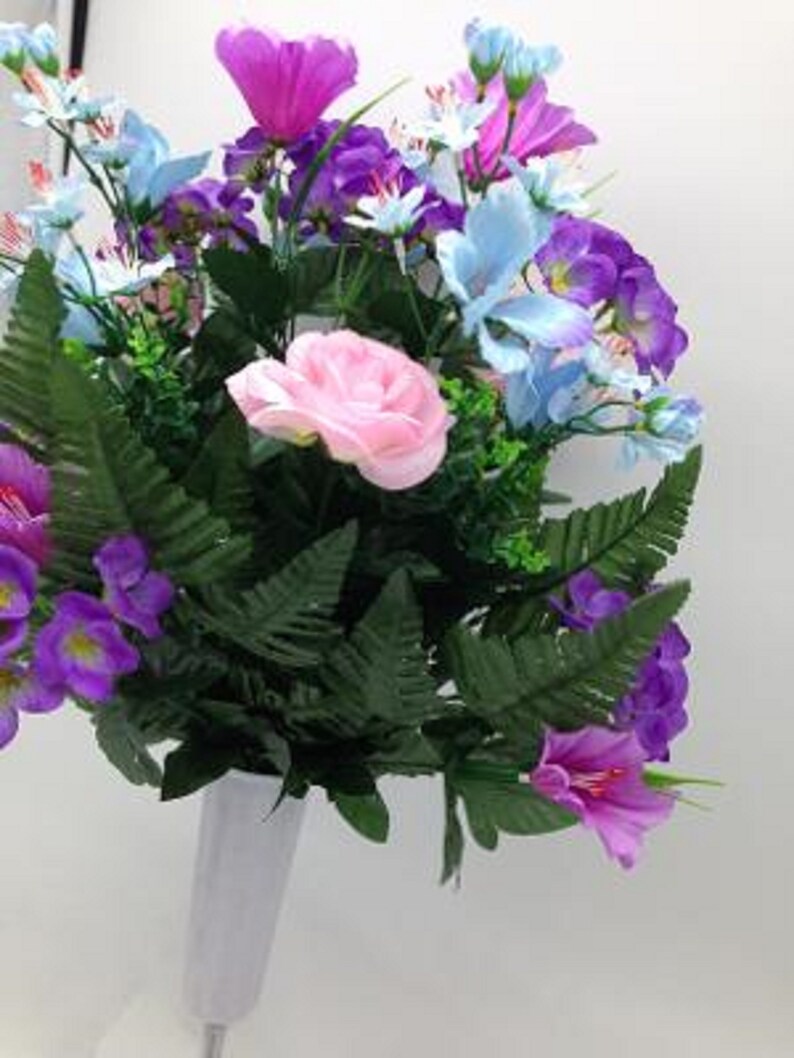 Silk Flower Cemetery Vase Rose Hydrangea Supreme Etsy