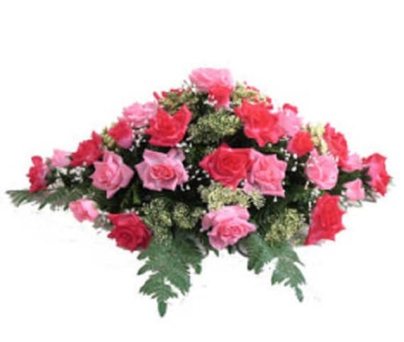 Artificial FLOWER SADDLE for Headstone Mount in Deluxe Silk Pink for Grave-site Presentation in Remembrance of Loved Ones -
