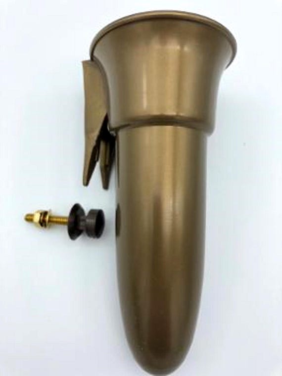 Crypt / Mausoleum Flower GOLD "V" Vase - 7.75 IN with Bolt / Button Support -