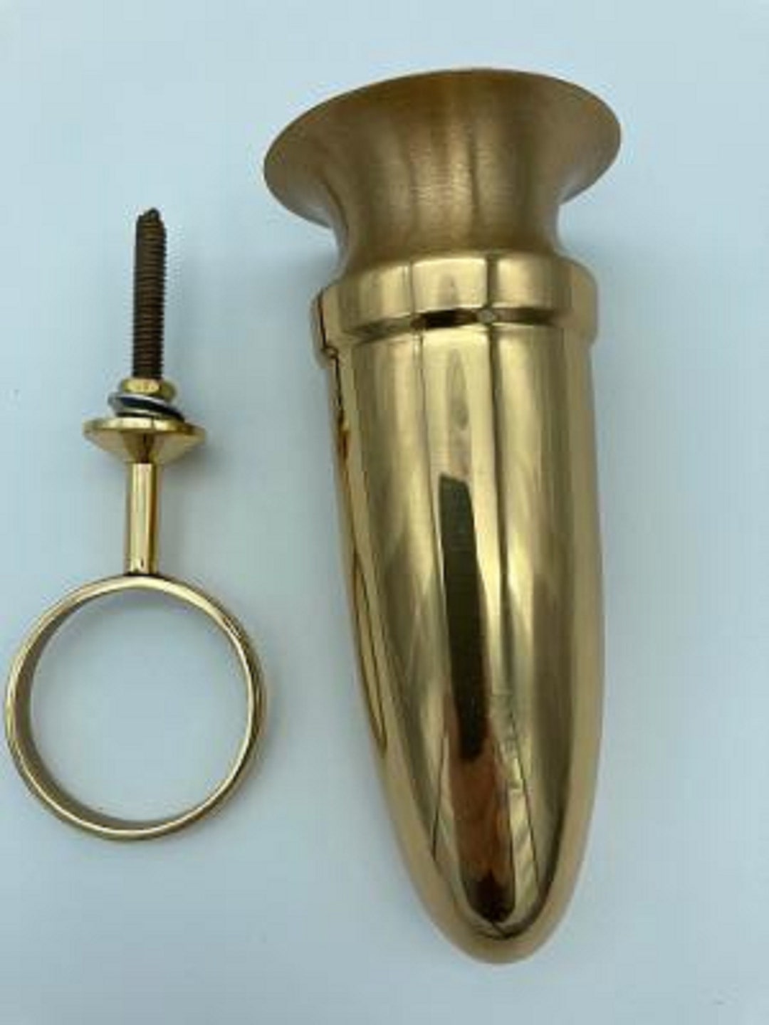 Crypt Mausoleum Niche Bronze Metal Vase 5 Inch With Bronze Bolt / Ring