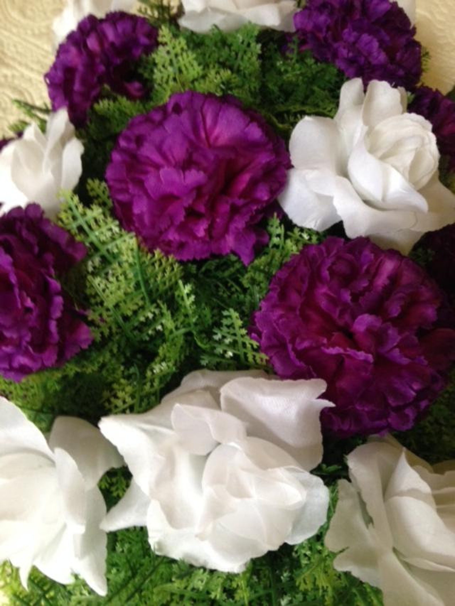 SPRAY of SILK Flowers, a Deluxe Large PURPLE for Gravesite