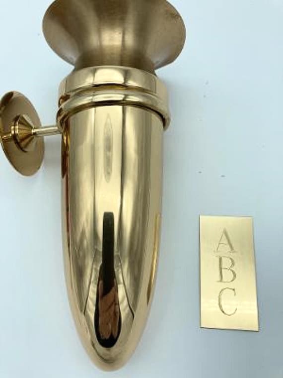 CUSTOM ENGRAVED Crypt Mausoleum Niche Vase - Bronze Metal 7 Inch - Add 3 Personal Engraved Initials
