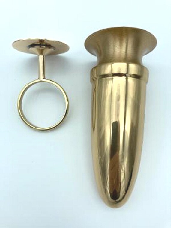 Crypt Mausoleum Niche Bronze Metal Vase -  5 IN with 2 IN  Disc Base for Epoxy Mount -