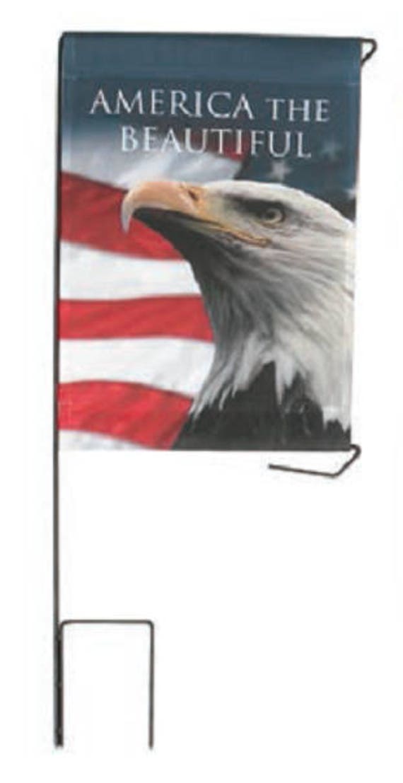 Cemetery DIY BANNER "America The Beautiful" for Grave-site Presentation in Remembrance of Loved Ones or Home Garden Use -