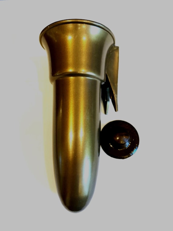 Mausoleum Crypt Gold V Vase 7.75 IN - Royal Duchess - (EPOXY) Disc Button Support -