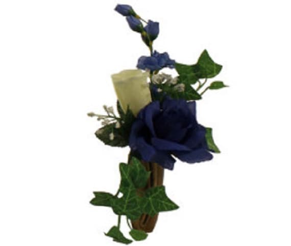 Artificial Flower Niche / Crypt Arrangement (NO Vase) of Rose Delphinium Baby's Breath Ivy -