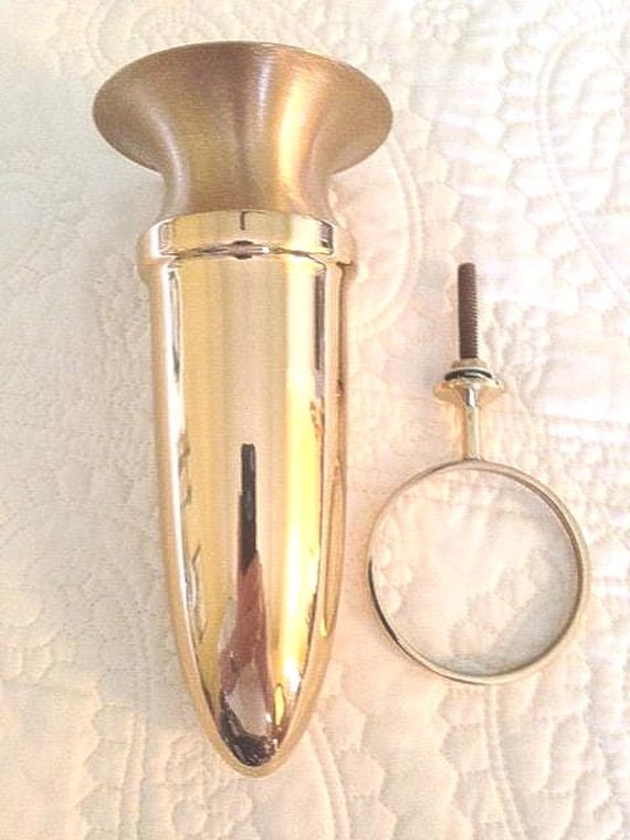 ENGRAVED Crypt Mausoleum Niche Vase - Bronze Metal 7 Inch - Add 3 Personal Engraved Initials