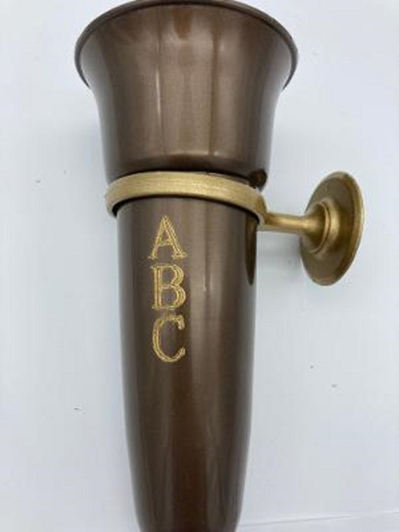 Custom Engraved Crypt Mausoleum Vase Royal Duchess 8 IN - Add 3 Personal Engraved Initials - Stacked