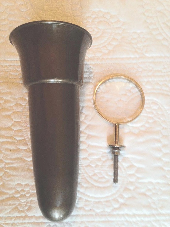 Crypt / Mausoleum  Flower Bown Vase - 7.75 IN Jeweler Grade Brite Bronze Metal Ring Support -