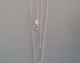 Sterling Silver Necklace Chain, Thin Silver Link Chain, Sterling Silver Clasp, 1mm Wide, Choice of 45cm or 50cm Long, Silver Jewellery Gift