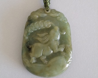 Jewelry Gift Necklace Pendant Certified Jadeite Jade Pendant and Neck Cord of a Rabbit FREE SHIPPING.