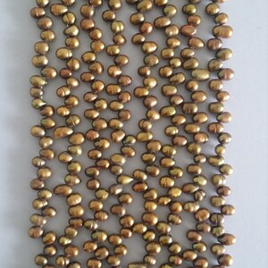Wholesale Freshwater Pearl Strands, 5-6mm X 7-8mm Side Drilled Rice Shaped Greenish Brown Pearl Beads, Bulk Pearl Strands, Pearl Supply