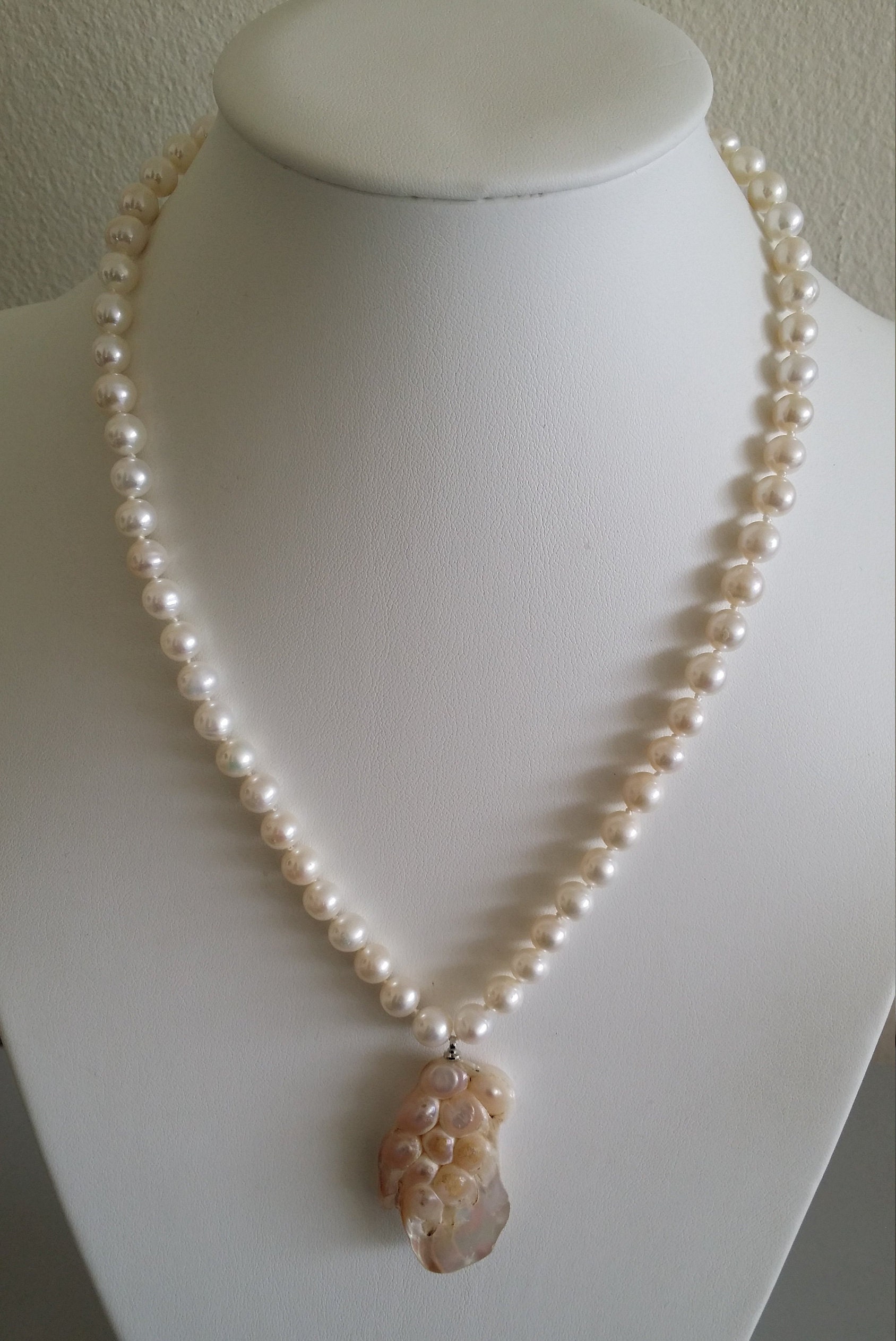 Freshwater Pearl Choker Necklace White Blister Pearl Pendant - Etsy ...