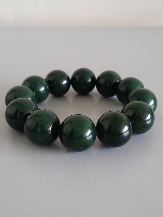 Dark Green Jade Stretchy Bracelet Dark Green Jade Stretchy Bracelet