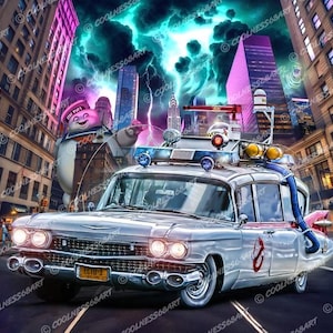 Ghostbusters Ecto 1 Original Art Print