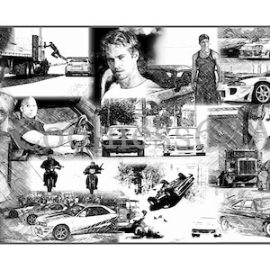 The Fast And The Furious Collage Original Art Print