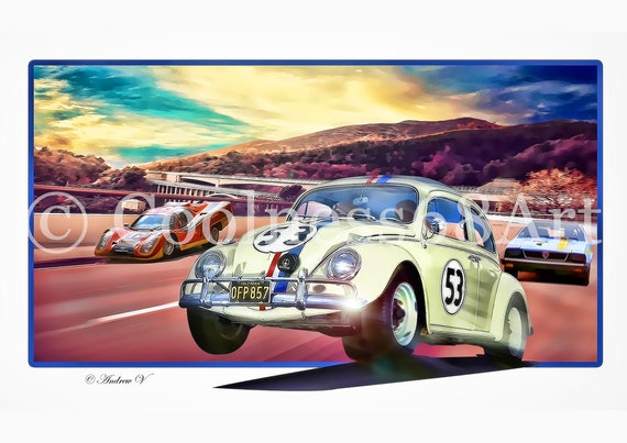 Herbie Goes To Monte Carlo 3d Style Original Art Print Etsy