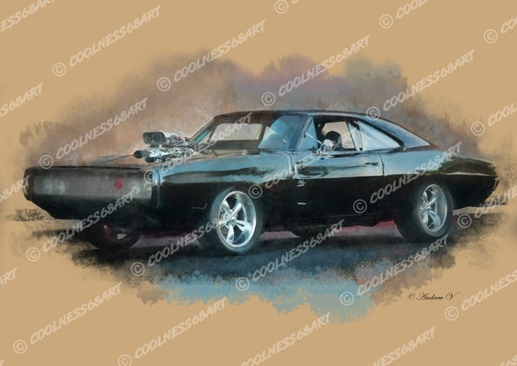 MAN DOM マンダム　ポスター　汽車 Fast & Furious - Dom's Charger Original Art Print - Movie Poster