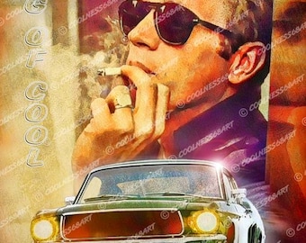 Steve McQueen Art Print: King of Cool, Bullitt Movie Poster
