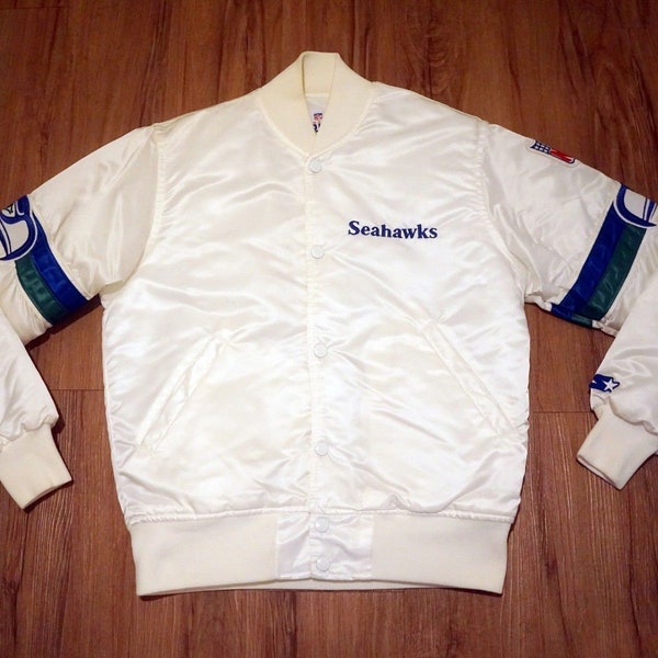 RARE White Seattle Seahawks STARTER Jacket NFL Vintage - Size S