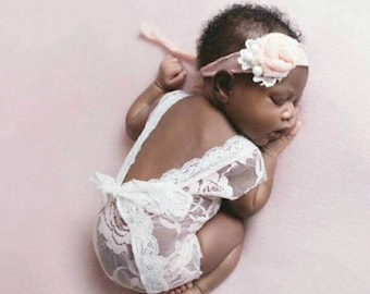 Newborn lace romper/onesie, Photo prop