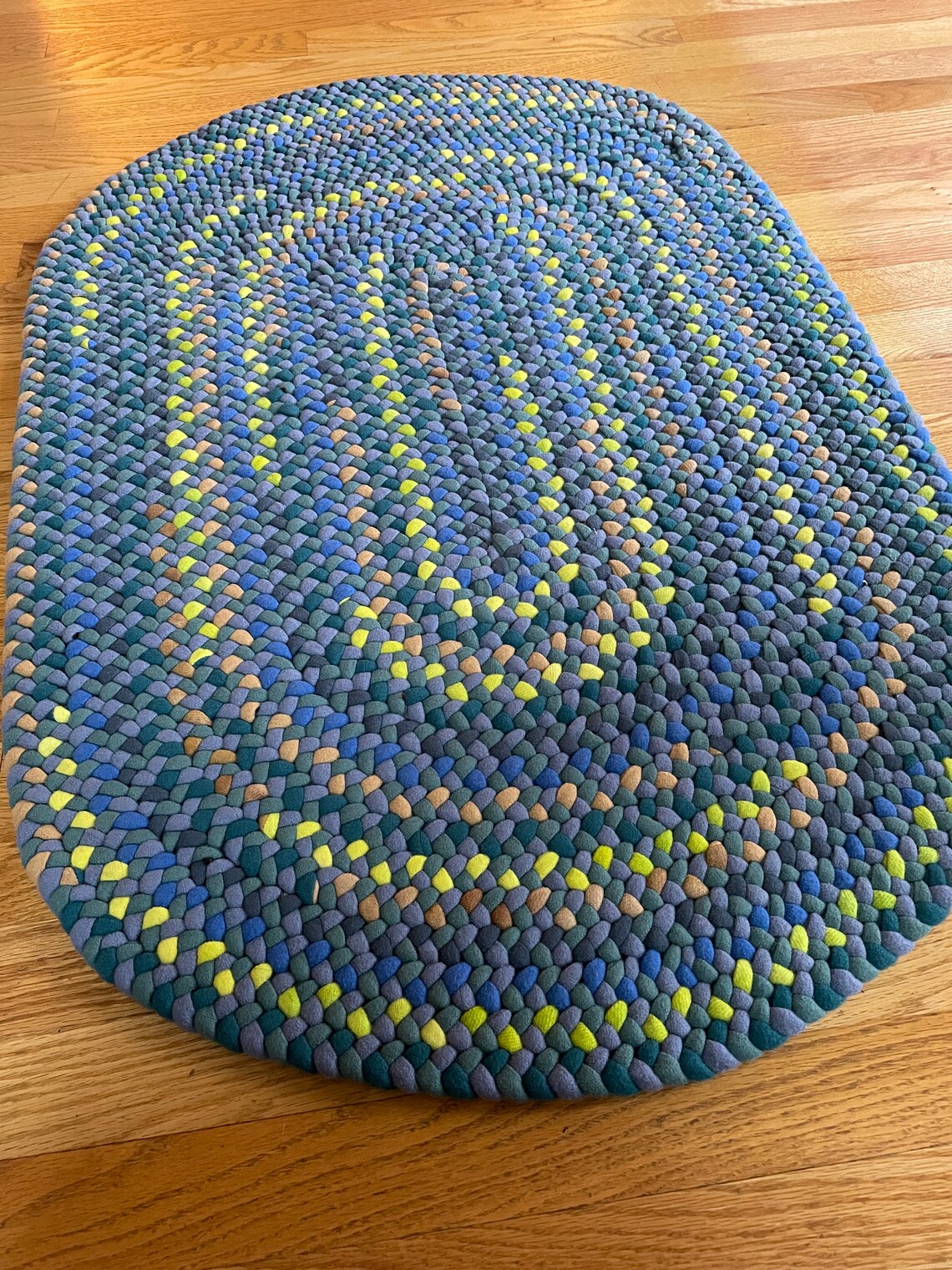 Teal and Blue Braided Rug Etsy