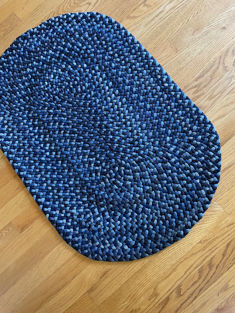 Blue Jean Denim Braided Rug Etsy