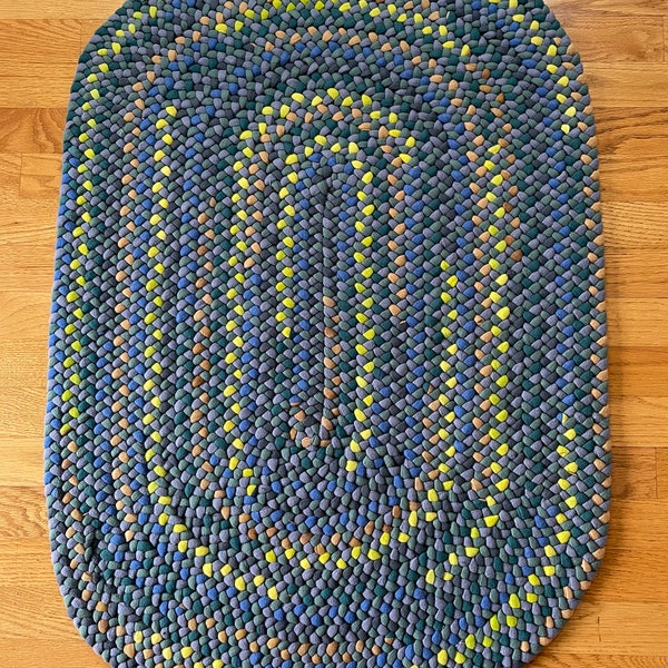Blue Braided Rug Etsy