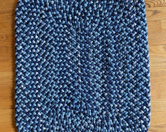 Blue Jean Denim Braided Rug - Etsy
