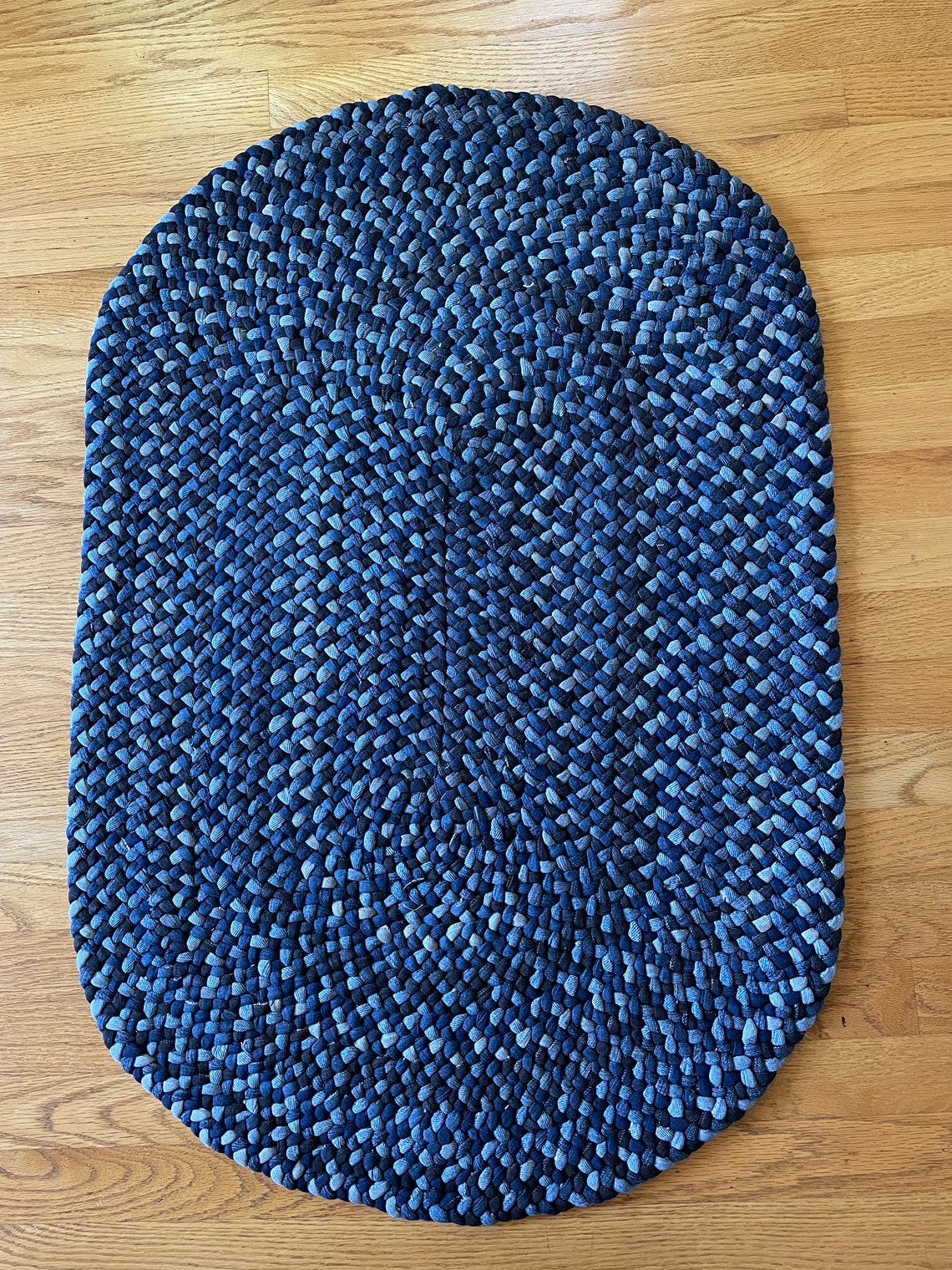 Blue Jean Denim Braided Rug Etsy