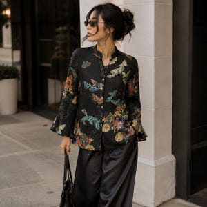 Silk Vintage Floral Blouse - Etsy