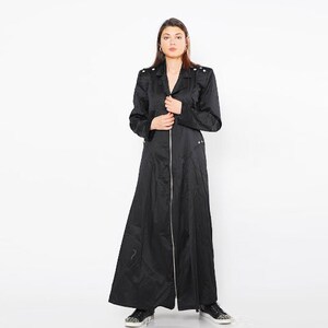Maxi Steampunk Coat, Gothic Cyberpunk Jacket, Black Cybergoth Coat, Womens Clothing, Plus Size Clothing, Modern Cosplay Trench Coat