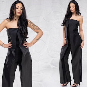 Loose Jumpsuit Women, Black Dressy Jumpsuit, Wedding Guest Dress, Off Shoulder Jumpsuit, Plus Size Clothing, Wide Leg Jumpsuit, One Shoulder