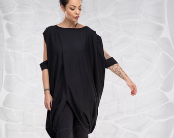 Tunic Women, Black Tunic, Plus Size Clothing, Gothic Long Tunic, Extravagant Tunic, Asymmetric Tunic, Steampunk Clothing and Accessories