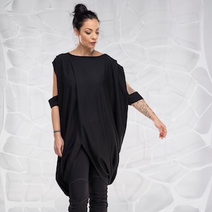 Tunic Women, Black Tunic, Plus Size Clothing, Gothic Long Tunic, Extravagant Tunic, Asymmetric Tunic, Steampunk Clothing and Accessories