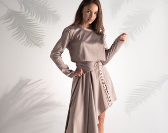 Purple Top And Skirt Set, Two Piece Set, Wedding Guest Outfit, Womens Clothing, Summer Suit Women, Crop Top,Extravagant,Mother Of the Bride