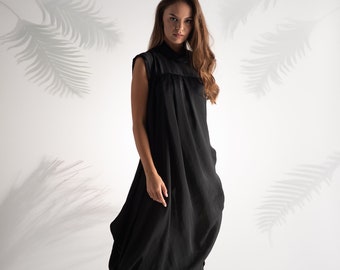 Black Dress For Women, Extravagant Dress, Wedding Guest Dress, Long Chiffon Dress, Avant Garde Dress, Plus Size Clothing, Womens Clothing