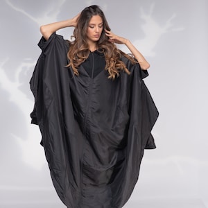 Black Cape Coat, Long Cyberpunk Coat, Maxi Loose Coat, Plus Size Clothing, Long Black Cape, Asymmetrical Gothic Jacket, Futuristic Jacket