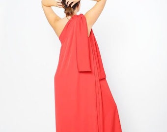 One Shoulder Dress, Red Dress, Maxi Dress, Formal Dress, Plus Size Clothing, Cocktail Floor Dress, Sleeveless Dress, Mother Of The Bride