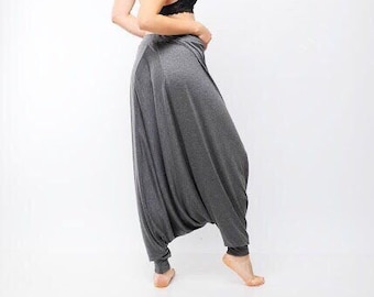 Pants For Women, Grey Harem Pants, Womens Clothing, Low Crotch Pants, Wide Leg Pants, Drop Crotch Pants, Aladdin Pants, Plus Size Pants